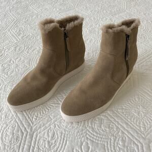 Caslon Wedge Booties CNAVERIE Zipper Closure Leather Suede Tan 9